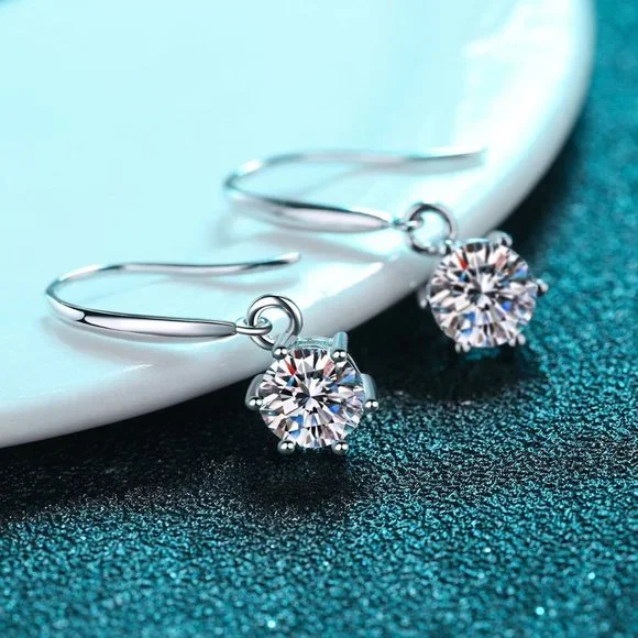 Certified 2ct. t.w. Diamond Moissanite Drop Earrings NEW